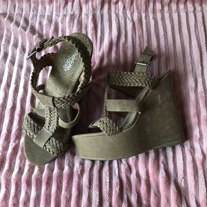 Charlotte Russe taupe wedge heels